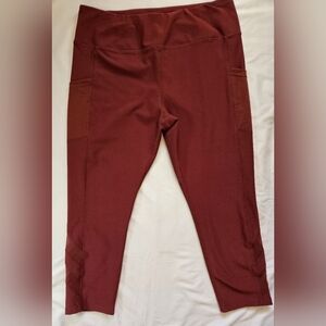 Mondetta Womens Deep Red Performance Luxury High Waist Active Leggings Size XL